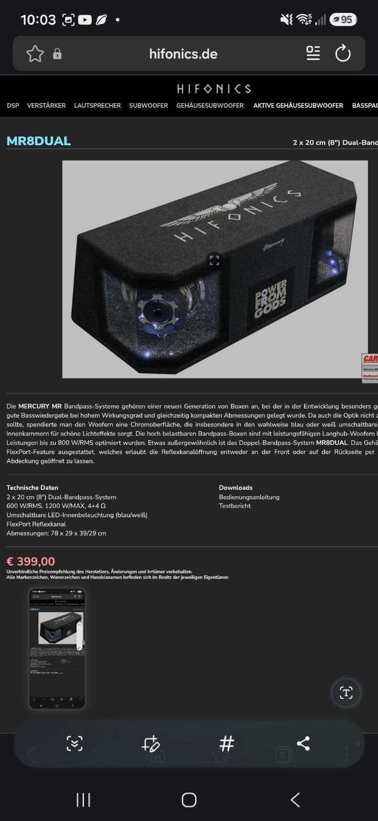 HIFONICS SUBWOOFER NIEUW +EVENTUEEL HIFONICS ZEUS MONOBLOCK, Ophalen, Nieuw