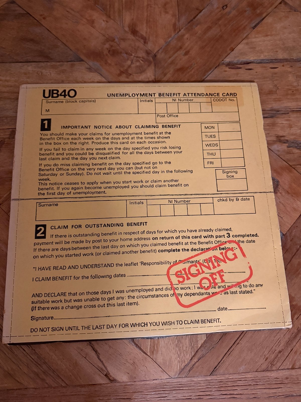 UB40 - Signing Off (LP Vinyl), Gebruikt, Pop, Ophalen of Verzenden, 12 inch
