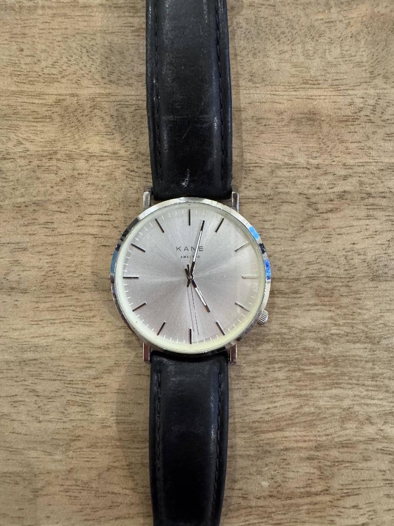 Kane horloge 39mm - nieuw €139,- Silver Steel Classic Black, Sieraden, Tassen en Uiterlijk, Horloges | Heren, Overige merken, Staal