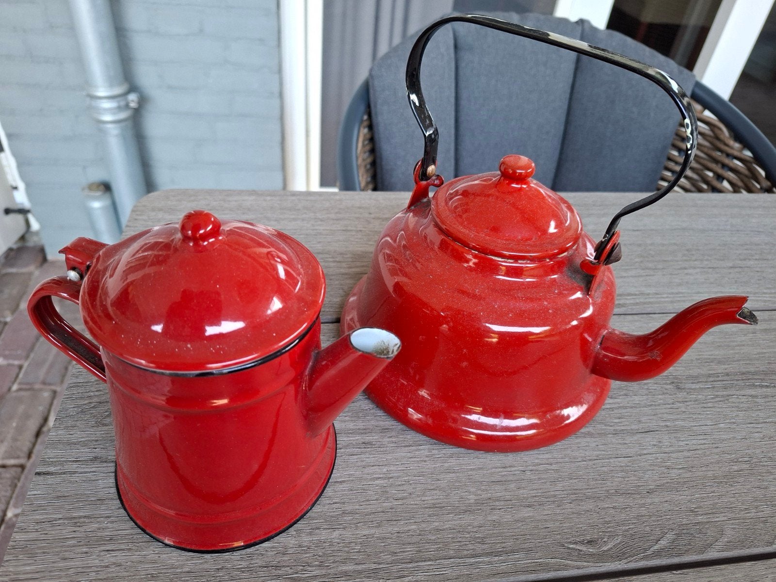 theepotje en ketel ,emaille., Antiek en Kunst, Antiek | Emaille, Ophalen of Verzenden