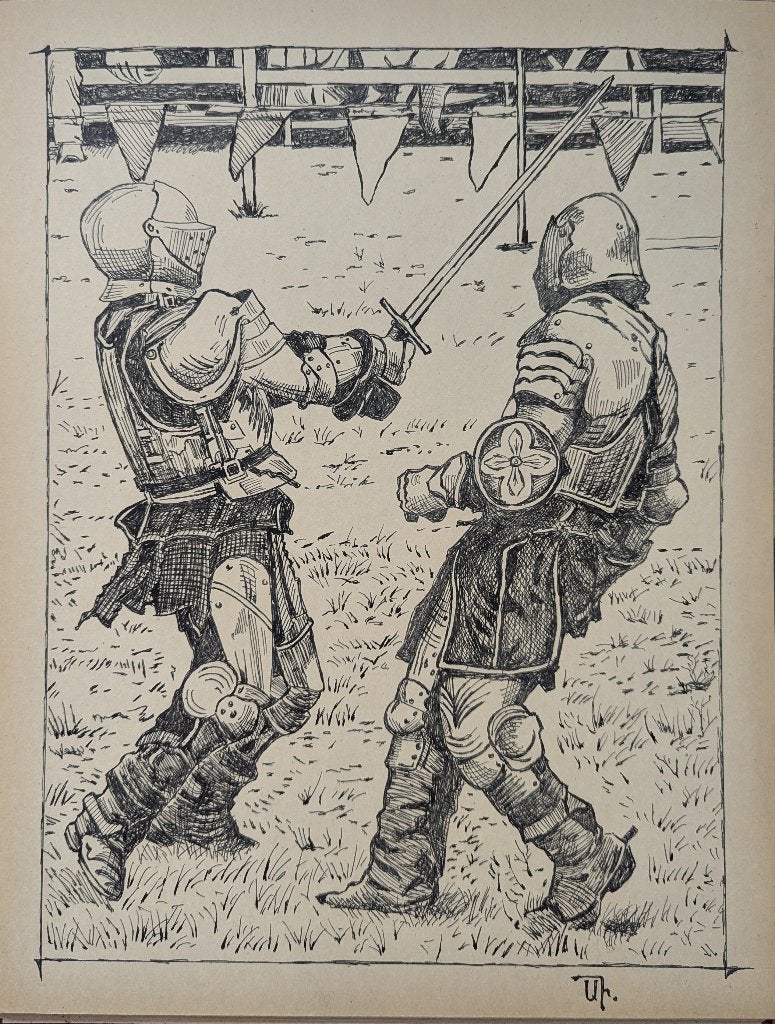 "Riddertoernooi. De Laatste Slag", Antiek en Kunst, Kunst | Schilderijen | Modern, Figuren, Verzenden, Echtheidscertificaat, Papier/karton