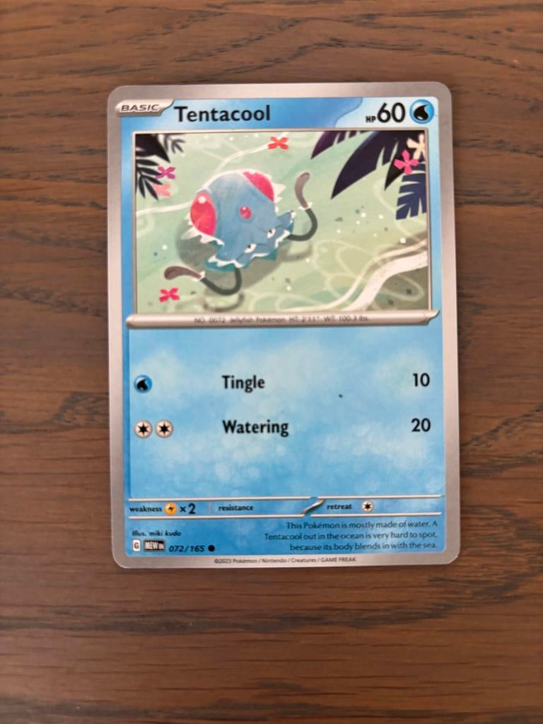 Pokémon Kaart: Tentacool (Basic, HP 60) - 072/165, Ophalen of Verzenden, Zo goed als nieuw, Losse kaart