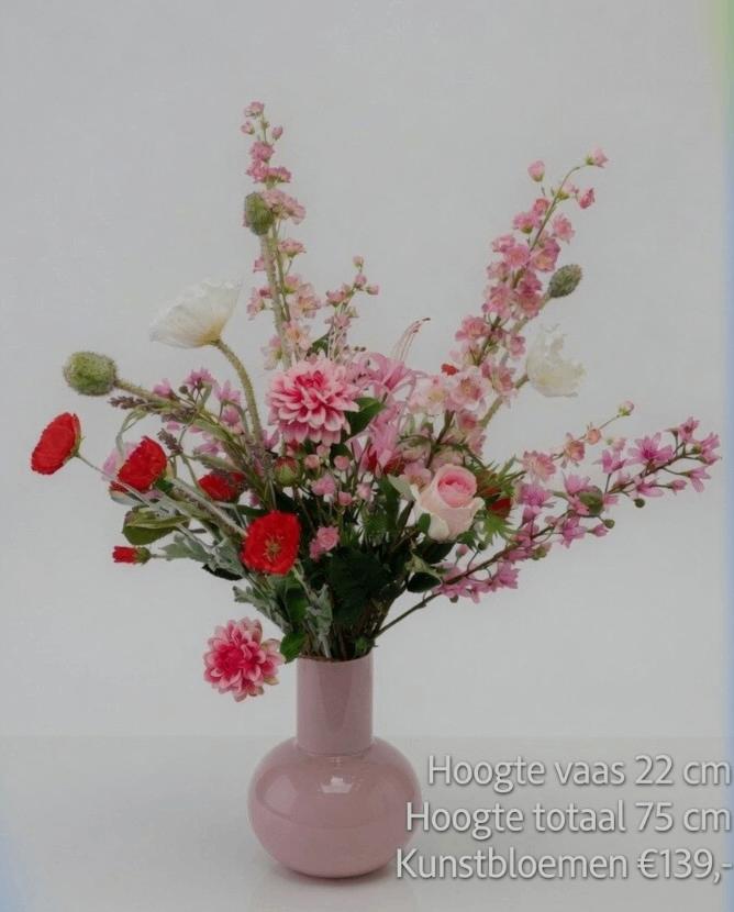 Opgemaakte vazen met kunstbloemen, Huis en Inrichting, Woonaccessoires | Kunstplanten en Kunstbloemen, Binnen, 100 cm, Ophalen of Verzenden