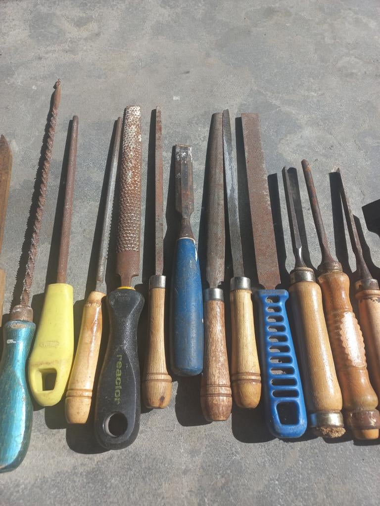 Grote vintage set diverse raspen en beitels, Ophalen of Verzenden