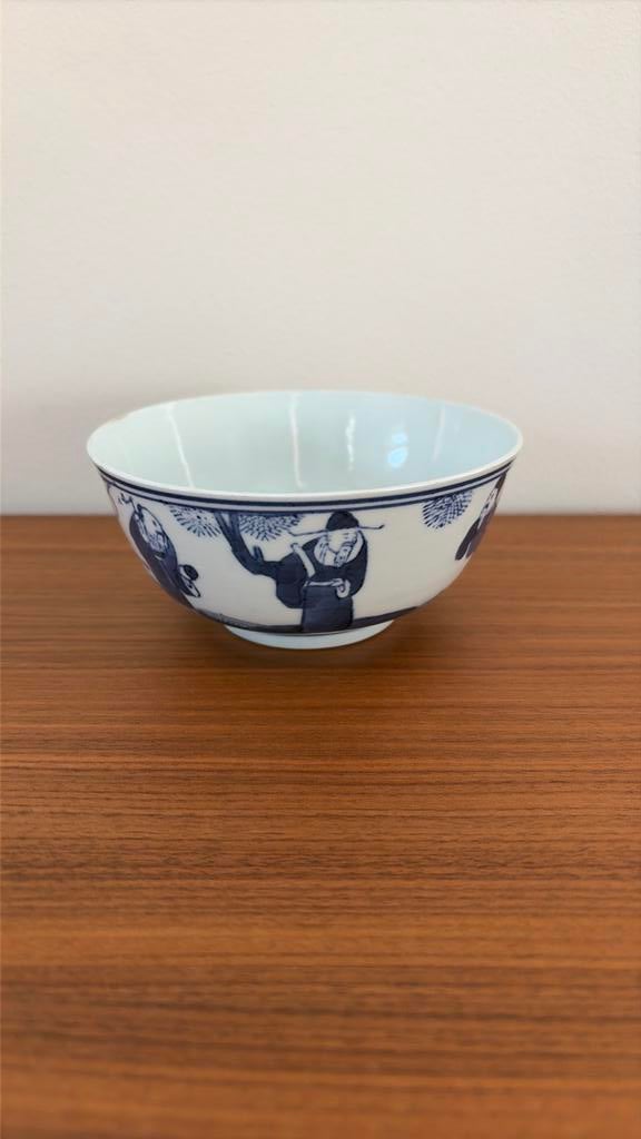 Antiek chinees porseleinen kom Fu Lu Shou decor, Ophalen of Verzenden