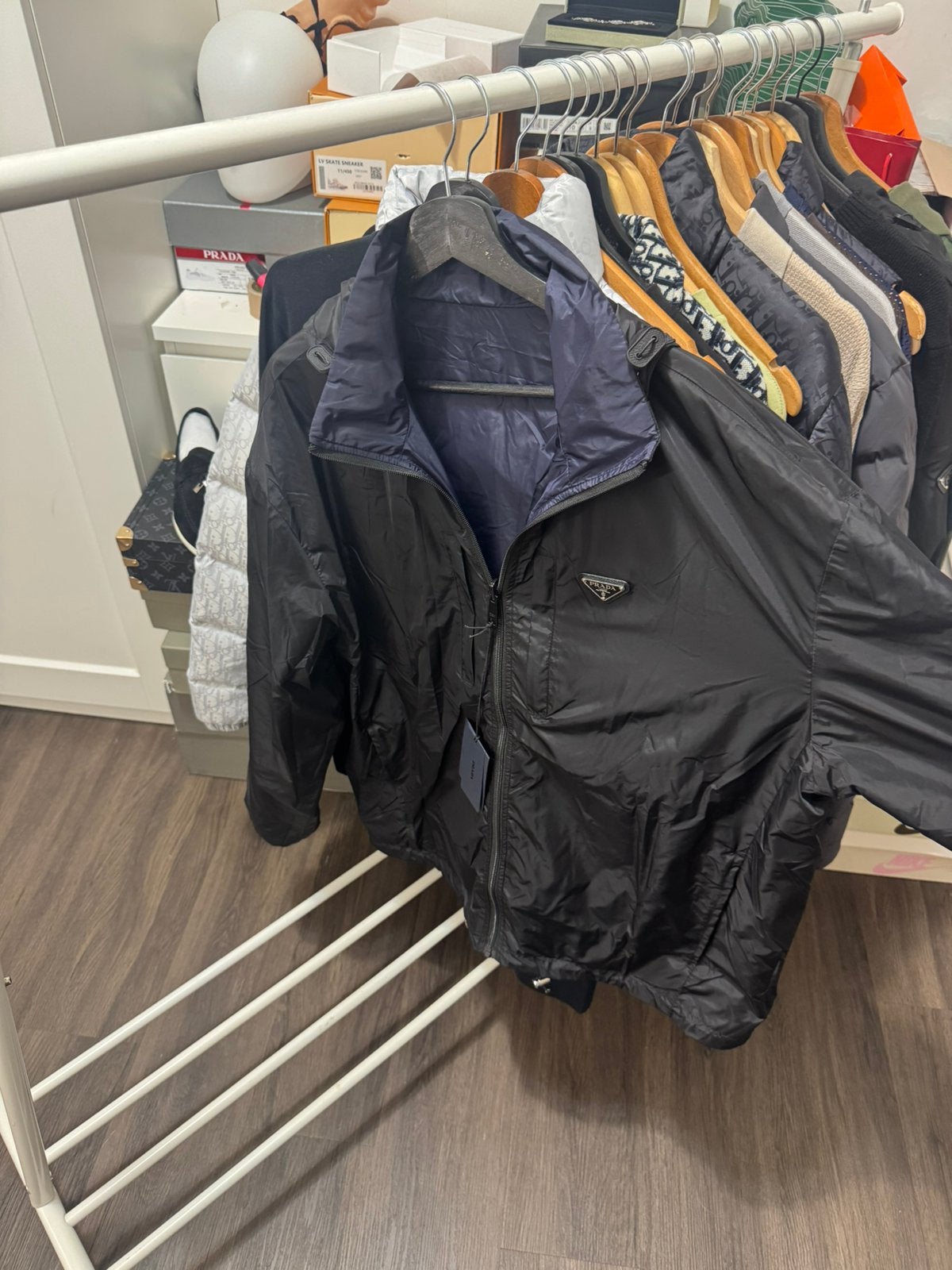 Prada Re-Nylon reversible jack zwart/donker blauw, Ophalen of Verzenden, Nieuw