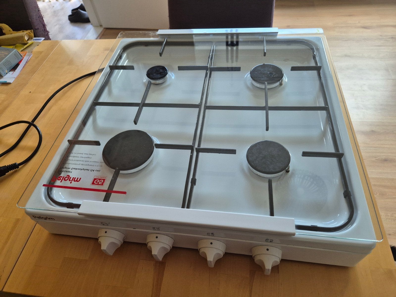 Pelgrim PK454WIT Gaskookplaat (54 cm), Witgoed en Apparatuur, Kookplaten, Ophalen, Gebruikt, 4 kookzones, Gas