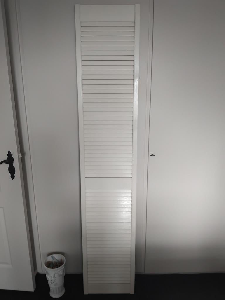 Witte vouwdeur met lamellen, Doe-het-zelf en Verbouw, Deuren en Horren, Ophalen, Vouwdeur, Binnendeur, 200 tot 215 cm