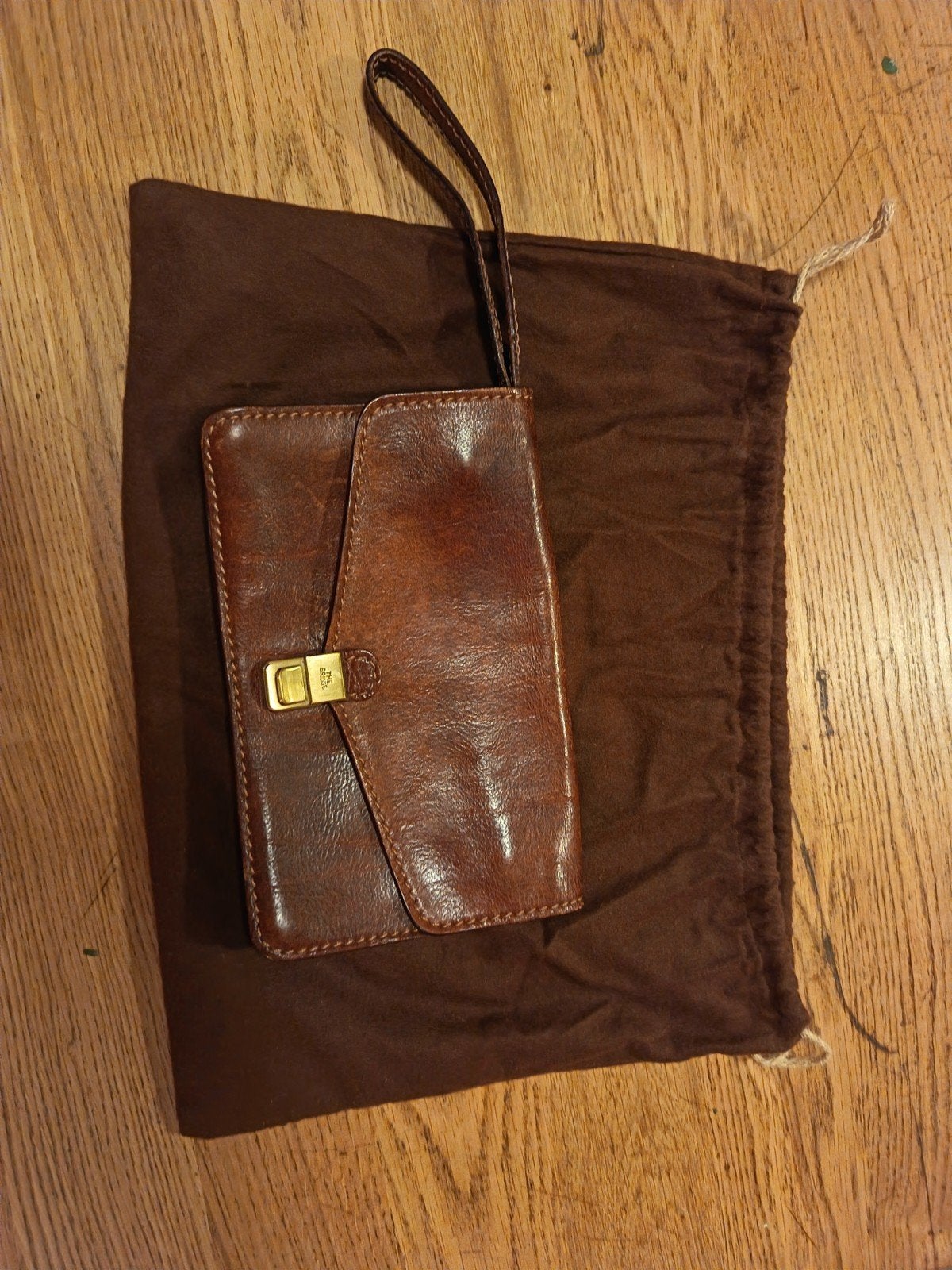 Leren The Bridge portemonnee/clutch met knipsluiting, Overige merken, Gebruikt, Ophalen of Verzenden, Leer