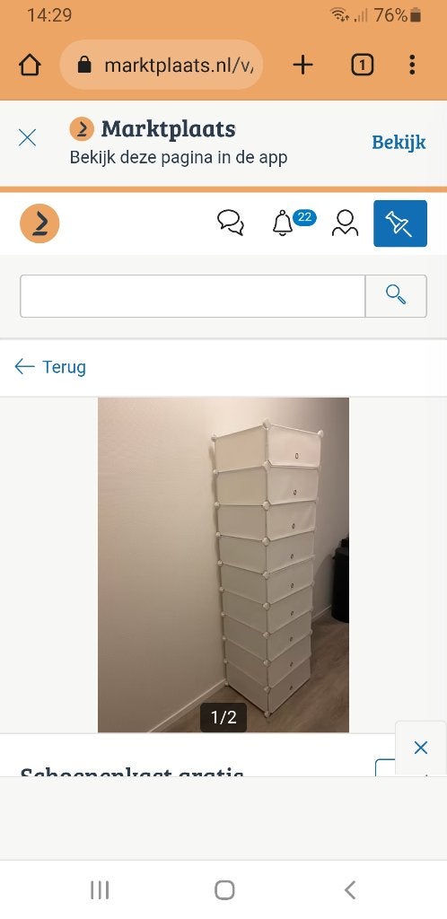 Schoenenkastje lich gewicht kunsstof witte klepjes, Huis en Inrichting, Kasten | Schoenenkasten, Ophalen, Zo goed als nieuw