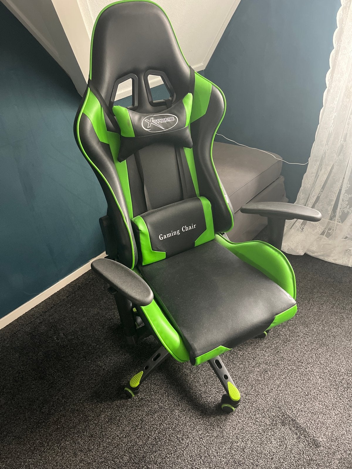 Gaming Stoel Zwart/Groen - Xtreme Gaming Chair, Huis en Inrichting, Ophalen, Zwart, Zo goed als nieuw, Gaming bureaustoel