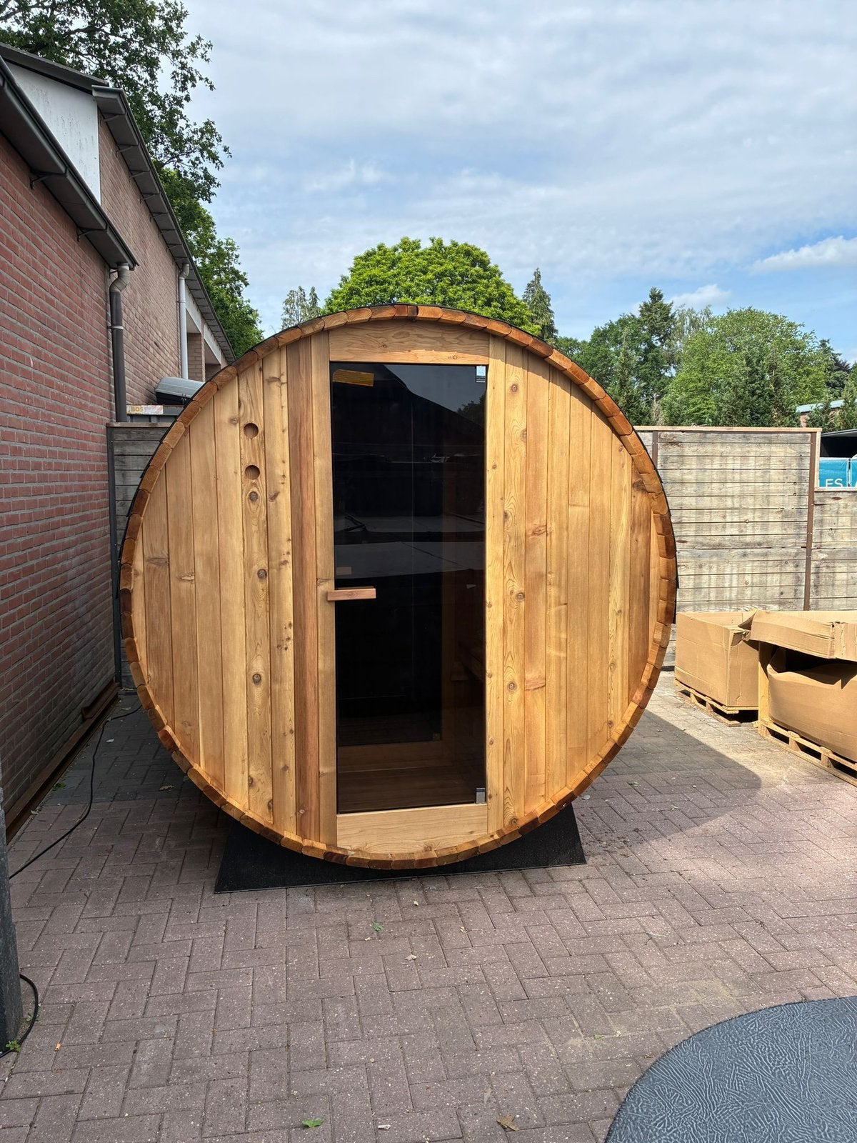 Luxe nieuwe Barrel Sauna 7+3 ft Grandview Rustic Compleet, Tuin en Terras, Ophalen, Nieuw