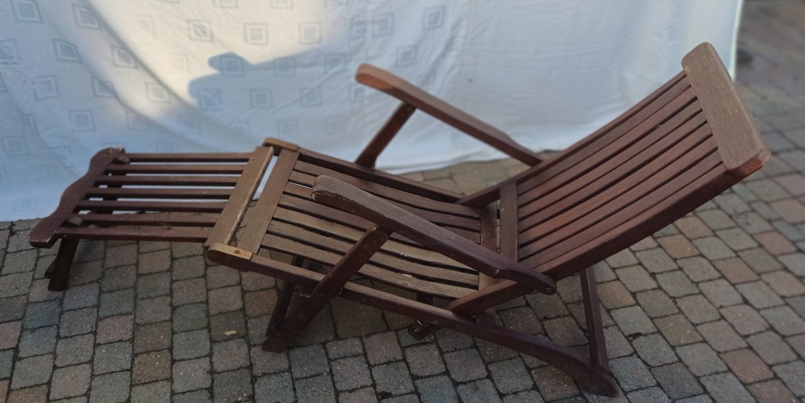de perfecte ligstoel van stevig en zwaar hout, Tuin en Terras, Ophalen of Verzenden, Gebruikt, Hout, Inklapbaar