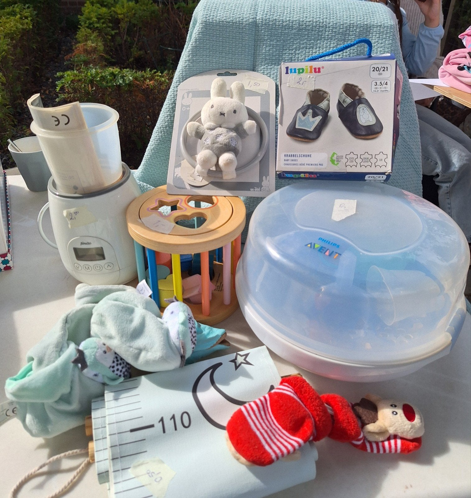 Baby pakket: speelgoed, flessenwarmer en meer, Ophalen, Gebruikt