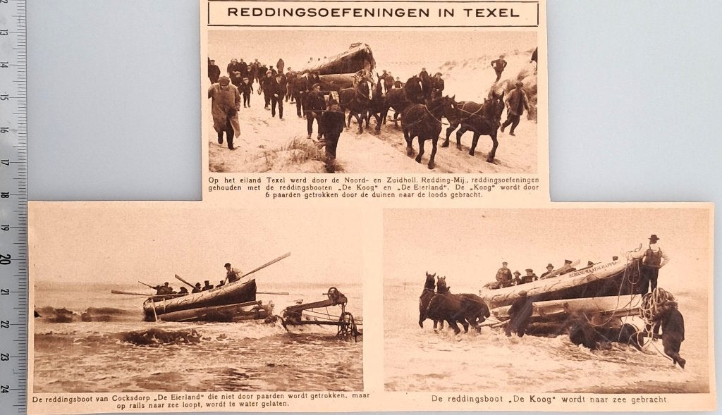 Redding 1923; de 3 reddingsboten van Texel, Verzenden, Voor 1940, Gebruikt, Overige onderwerpen