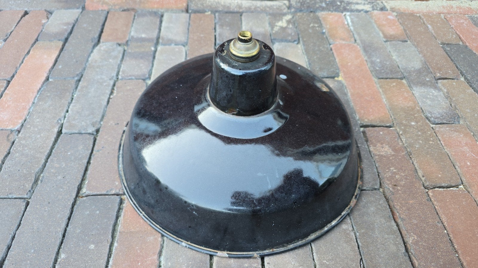 Prachtige zwarte emaille antieke authentieke Franse lamp €39, Ophalen of Verzenden