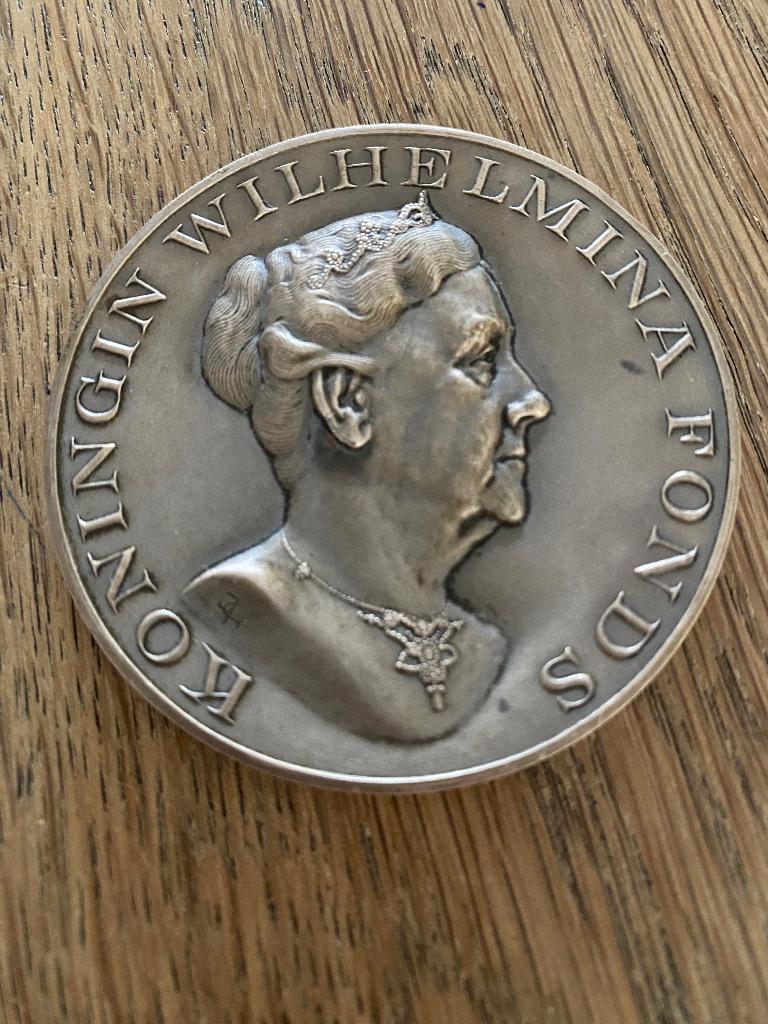 Bronzen waarderingspenning Koningin Wilhelmina Fonds, Postzegels en Munten, Penningen en Medailles, Brons, Nederland, Ophalen of Verzenden
