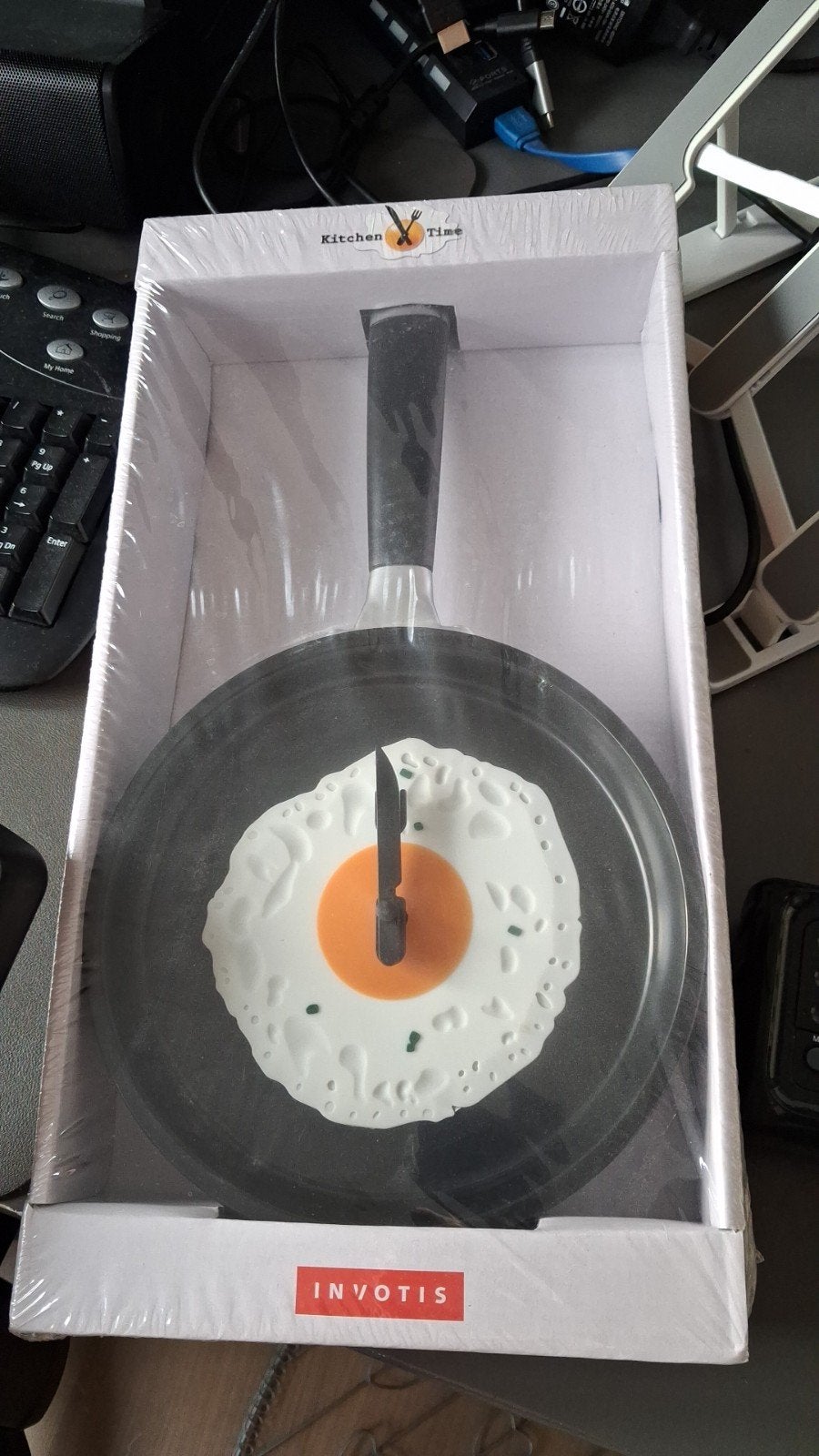 Leuke Koekenpan Klok met Gebakken Ei Design - Nieuw!, Ophalen of Verzenden, Nieuw, Wandklok