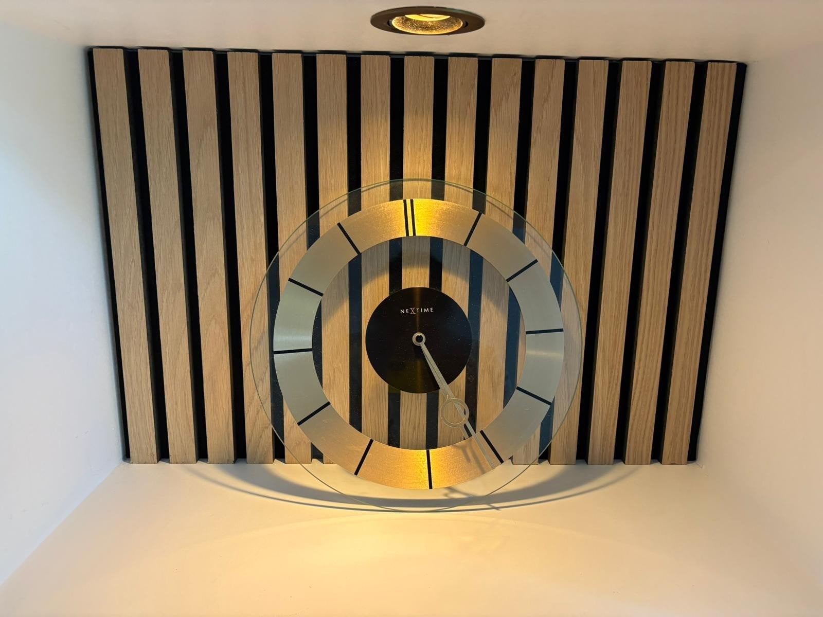 Moderne Nextime Wandklok - Goud/Brons, Ophalen of Verzenden, Zo goed als nieuw, Wandklok