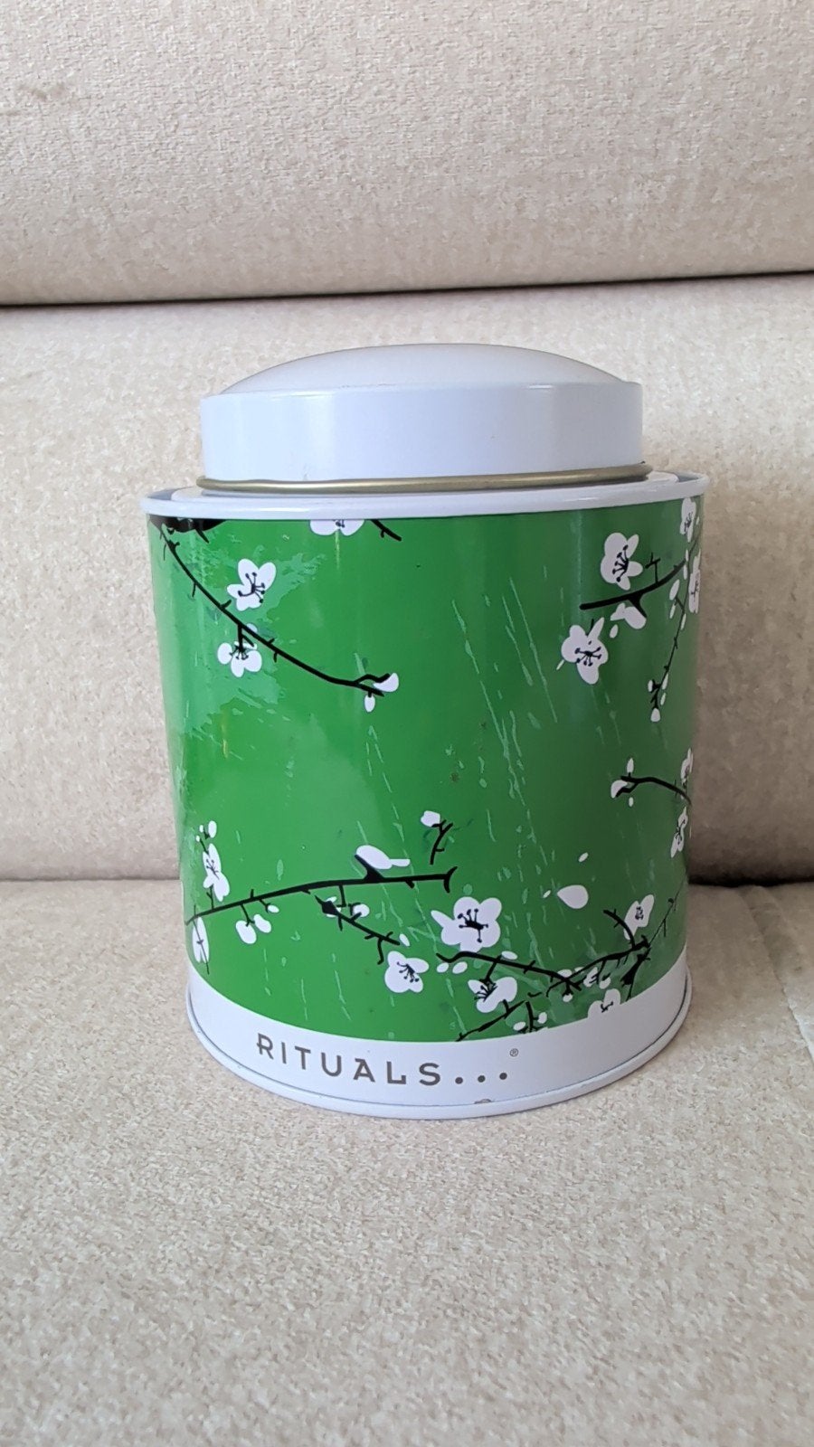 Rituals theeblik - Groen met bloesem, Ophalen of Verzenden, Zo goed als nieuw, Thee, Overige merken