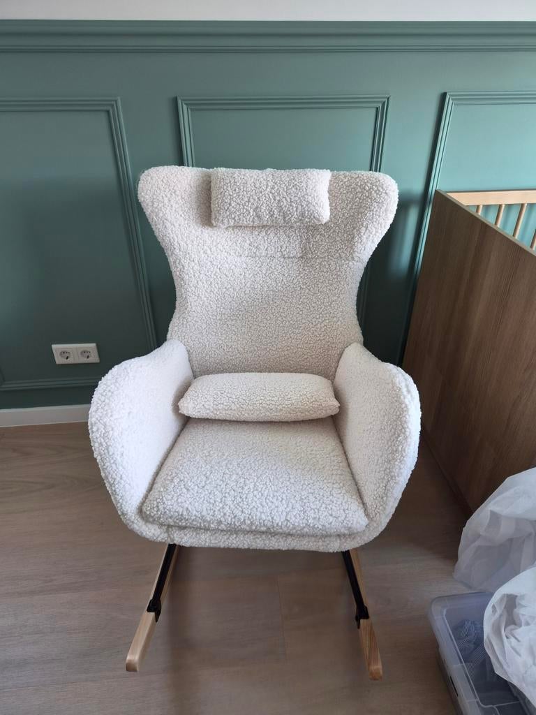 Schommelstoel teddy - offwhite/beige - nieuw in doos, Huis en Inrichting, Fauteuils, Ophalen, Nieuw