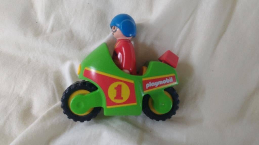 Motorfiets met motorrijder bestuurder poppetje Playmobil, Ophalen of Verzenden, Zo goed als nieuw, Complete set