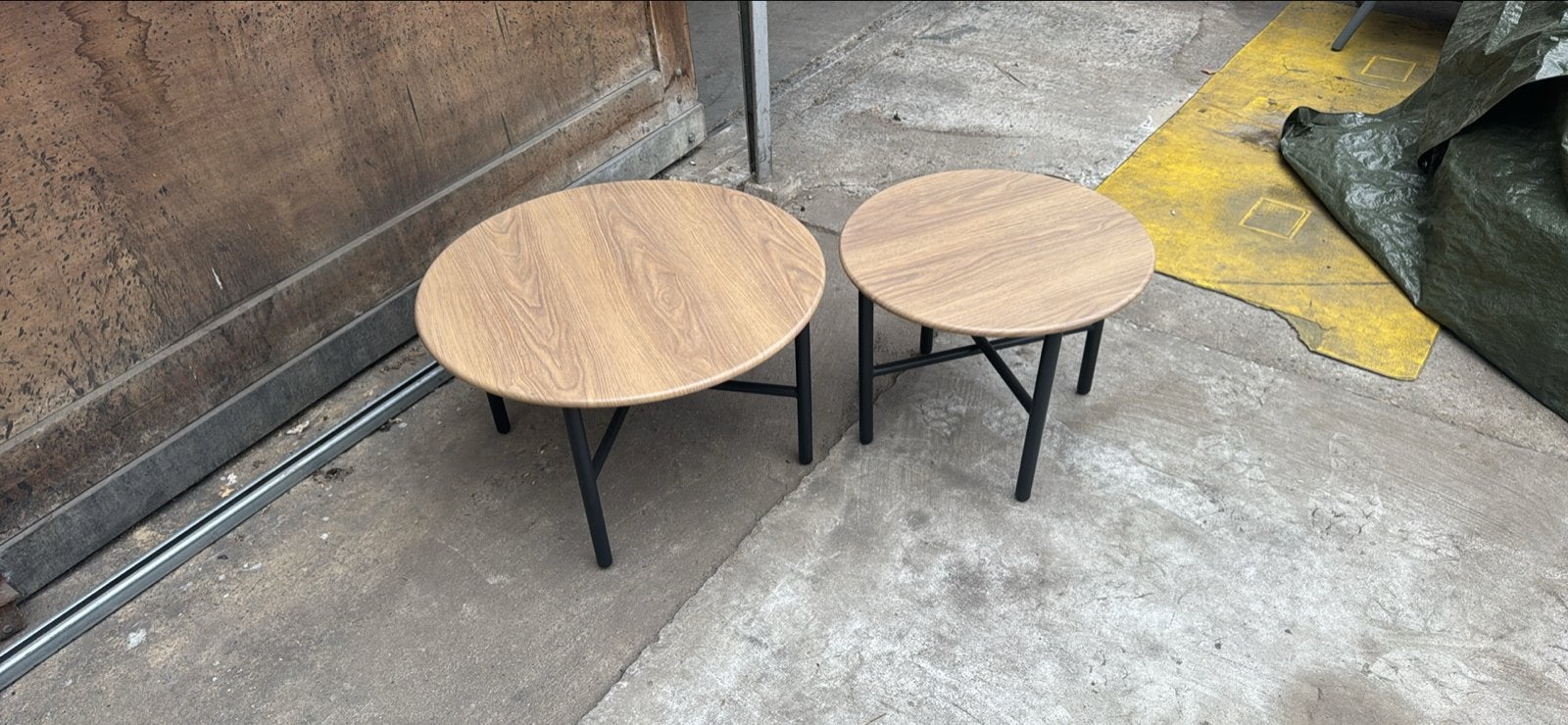 Set van 2 ronde salontafels - Metaal, Ophalen, Minder dan 50 cm, 50 tot 100 cm, Rond