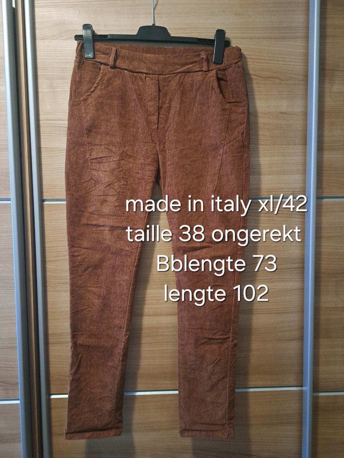 made in italy stretch broek ribstof xl bruin, Made in Italy, Bruin, Maat 46/48 (XL) of groter, Ophalen of Verzenden