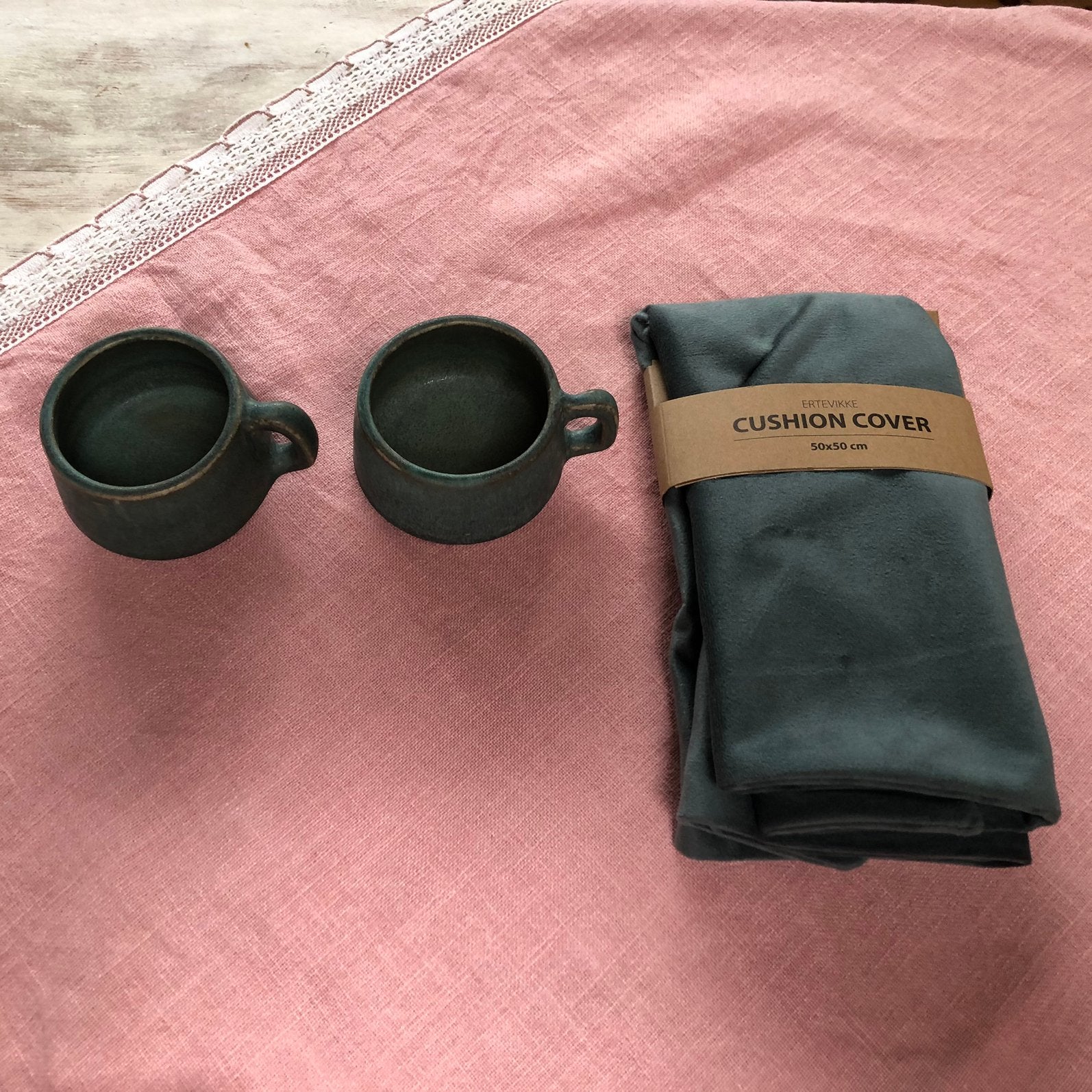 Koffiekopjes aardewerk + kussenhoes-NIEUW, Ophalen