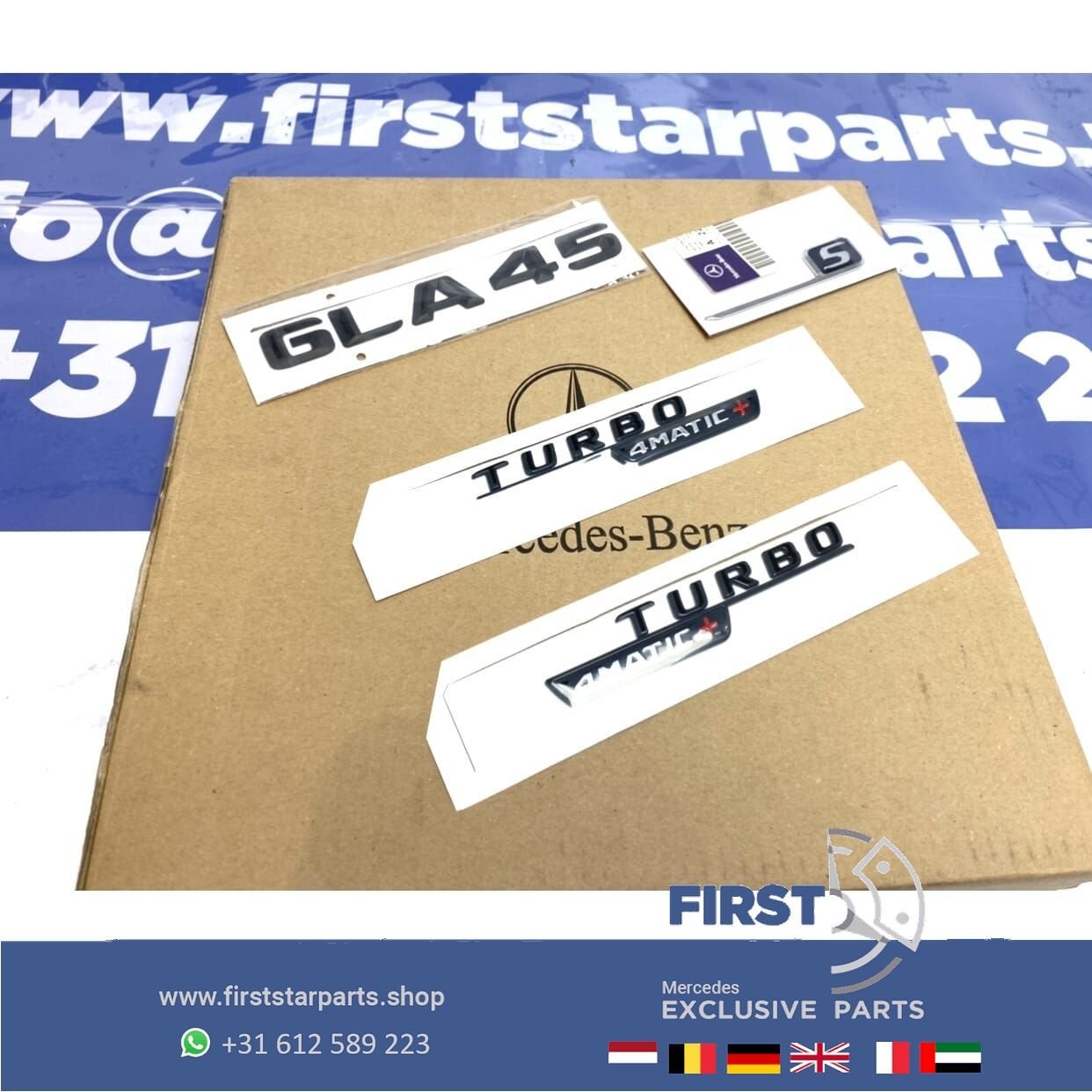 H247 GLA45 S AMG EMBLEMEN ZWART Mercedes GLA KLASSE 45 S LOG, Gebruikt, -, Ophalen of Verzenden, -