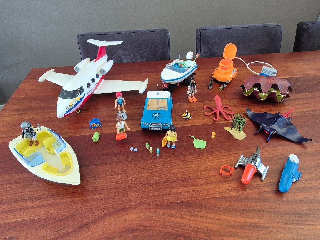 Playmobil vakantie set - Vliegtuig, auto, boten en figuren, Gebruikt, Complete set, Ophalen of Verzenden, Summer fun