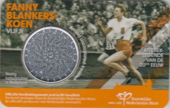 Nederland 5 euro Fanny Blankers-Koen Vijfje 2018 BU coincard, Ophalen of Verzenden, Koningin Beatrix, Euro's, Setje