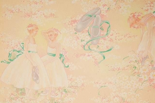 12483 Vintage ballerina behang in pastelkleuren swiet, Ophalen of Verzenden, Roze