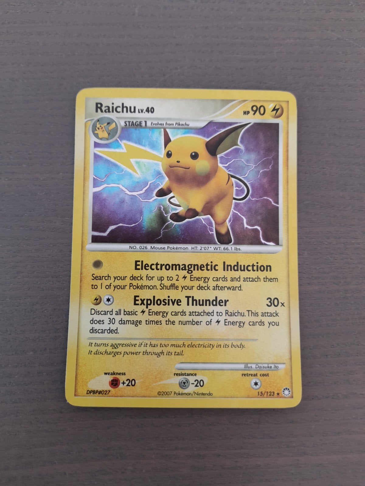 Mysterious treasures 15/123 raichu holo, Ophalen of Verzenden, Gebruikt, Losse kaart, Foil