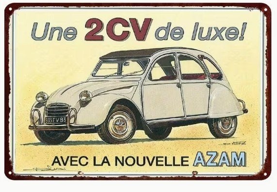 Metalen wandbord van een 2CV (01)., Verzenden, Nieuw, Auto's