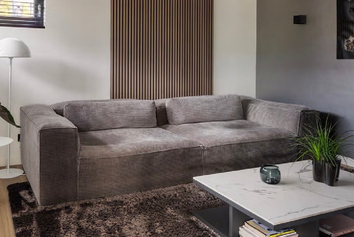 Bolia Cosima Bank - Stone Grey Globa Stof, Ophalen, 100 tot 125 cm, 150 tot 200 cm, Tweepersoons