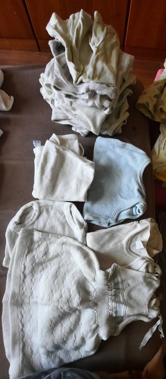 Stapel ouderwetse babytruitjes, hemdjes en Rompers. 52/68, Gebruikt, Overige typen, Wit, Overige merken