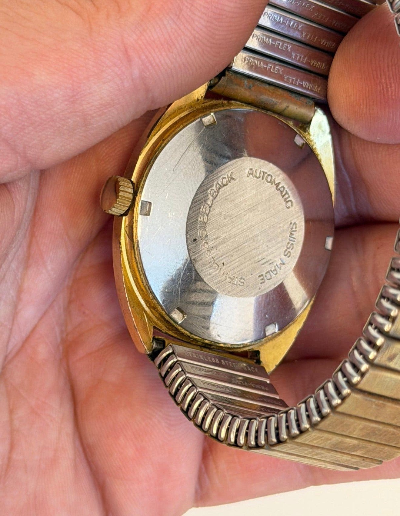 Vintage Montine Switzerland Automatic 25 Jewels Horloge, Sieraden, Tassen en Uiterlijk, Overige merken, P, Staal, Met bandje