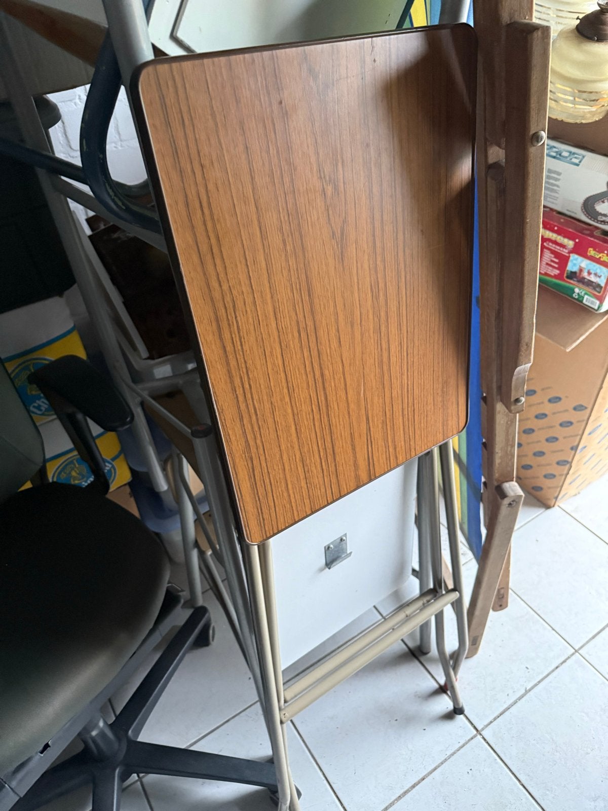 Diaprojector statafel - Vintage inklapbare tafel, Audio, Tv en Foto, Diaprojectors, Ophalen, Gebruikt