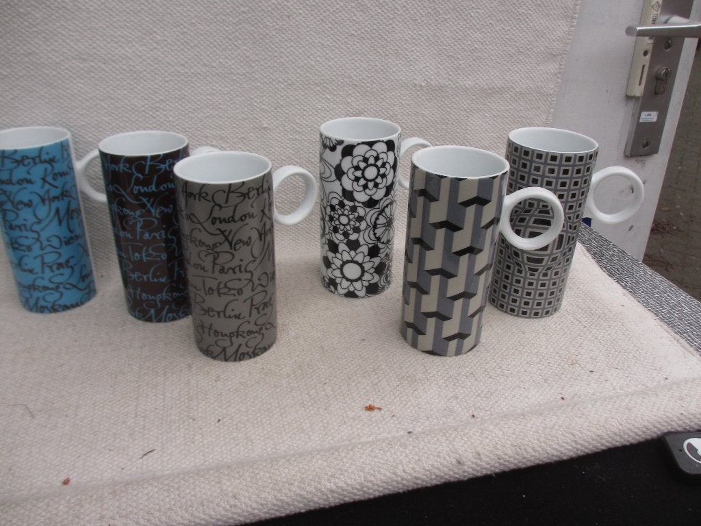 Set 6 st Könitz porselein XXL mokken NIEUW, Nieuw, Ophalen of Verzenden, Overige stijlen, Kop(pen) en/of Schotel(s)