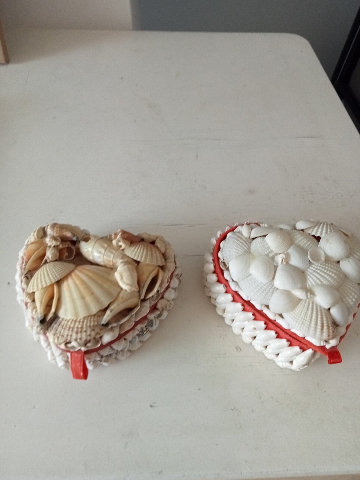 Hartvormige schelpen doosjes - set van 2, Ophalen of Verzenden, Gebruikt