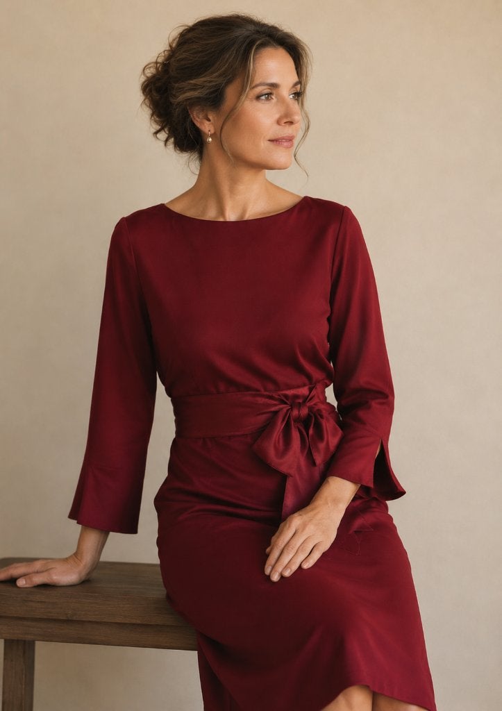 Monique Collignon Couture Light Kersenrode Jurk EU 36 38, Kleding | Dames, Verzenden, Zo goed als nieuw, Knielengte, Monique Collignon