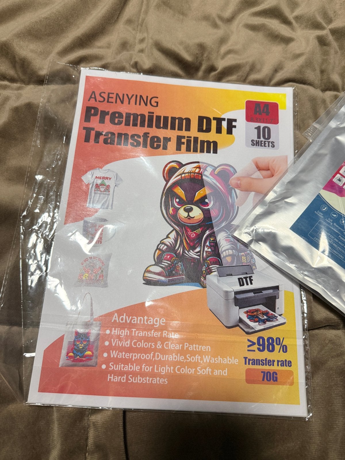 ASENYING Premium DTF Transfer Film A4 10 vellen met poeder, Overige thema's, Nieuw, Meerkleurig, Ophalen of Verzenden