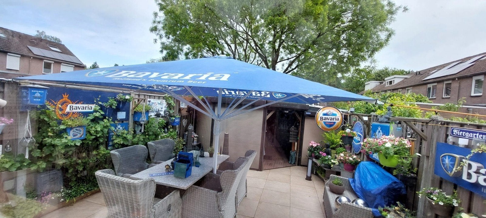 Horeca Bavaria parasol 3.5 meter, Ophalen, Gebruikt, Minder dan 15 m²