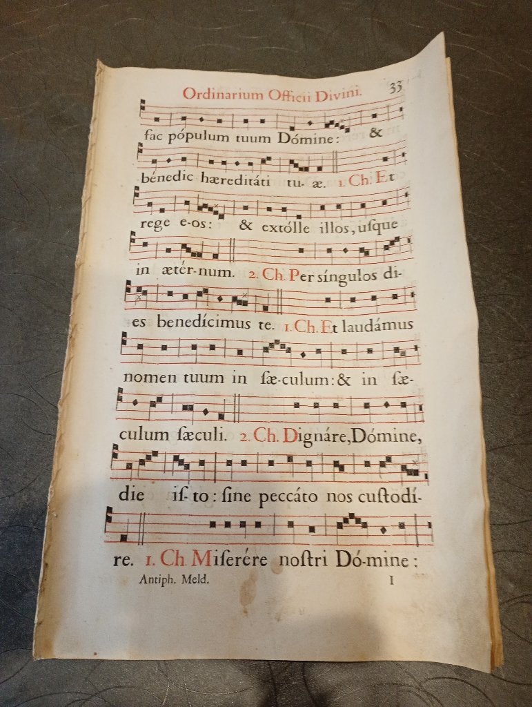 8 bladzijden uit oud antiphonarium, Ophalen of Verzenden