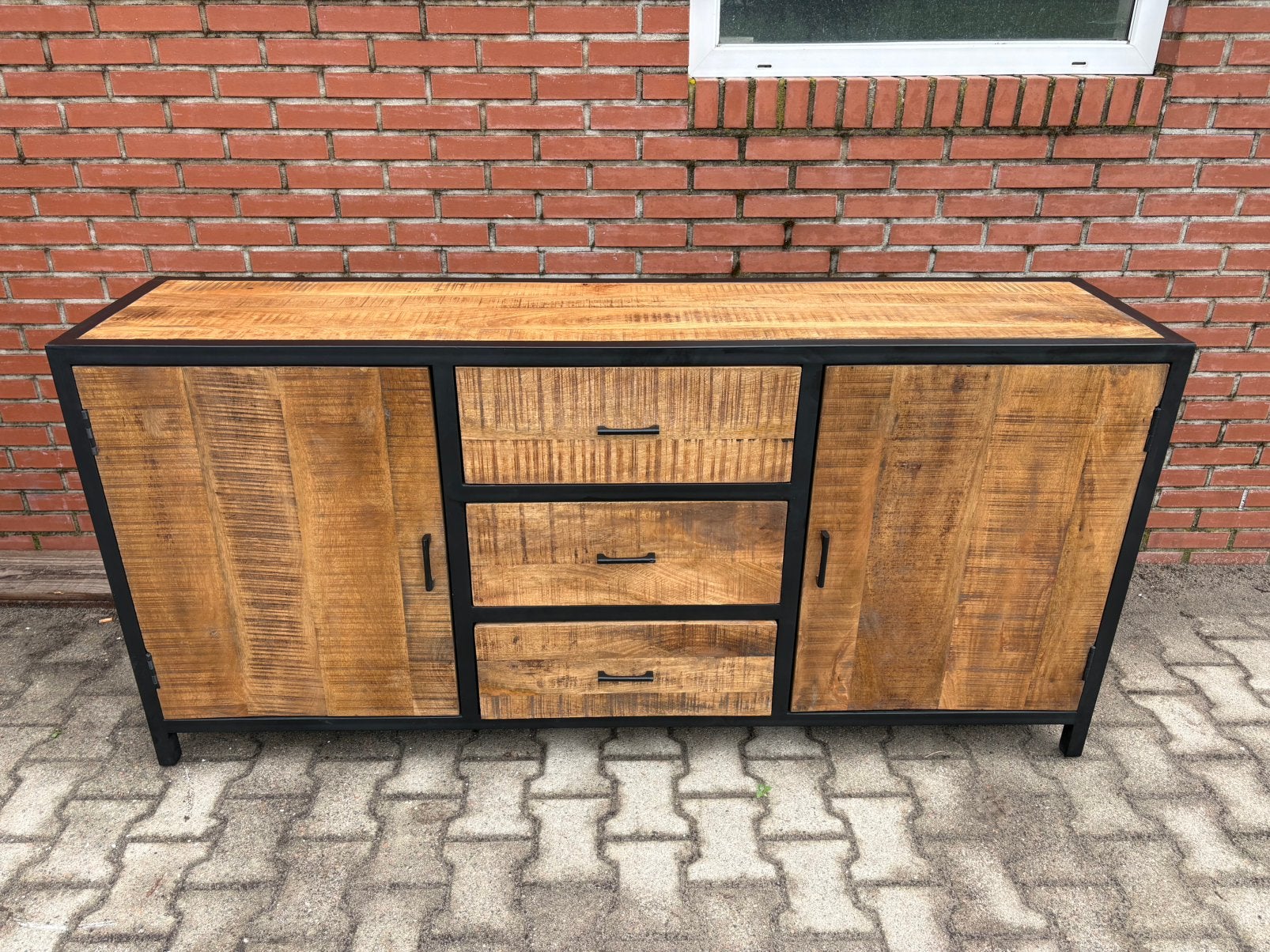 Industrieel Dressoir Mangohout | 2 Deuren 3 Lades | Nieuw, Huis en Inrichting, Kasten | Dressoirs, Ophalen, Nieuw, 25 tot 50 cm