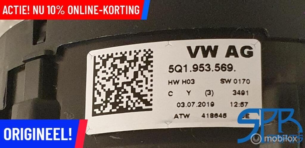 VW GOLF 7 VII Sleepring 5Q1953569 KLOKVEER STUURKOLOM AIRBAG, Auto-onderdelen, Volkswagen, Nieuw, Ophalen of Verzenden, Volkswagen
