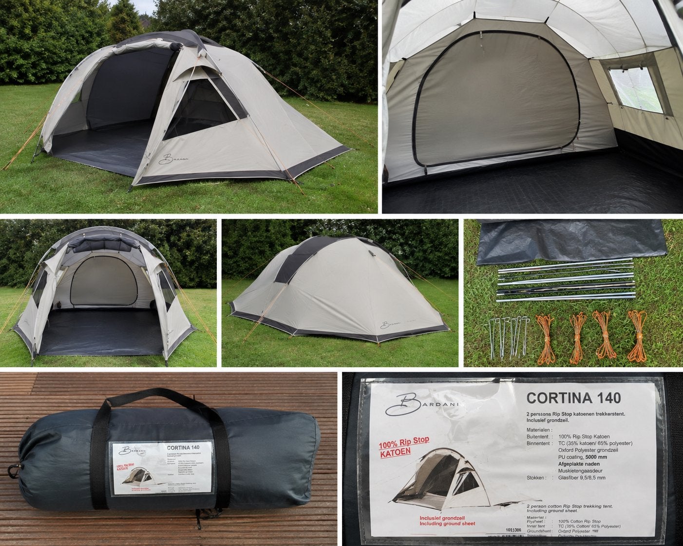 Bardani Cortina 140 – 2 persoons 100% Rip Stop katoenen tent, Ophalen, Zo goed als nieuw
