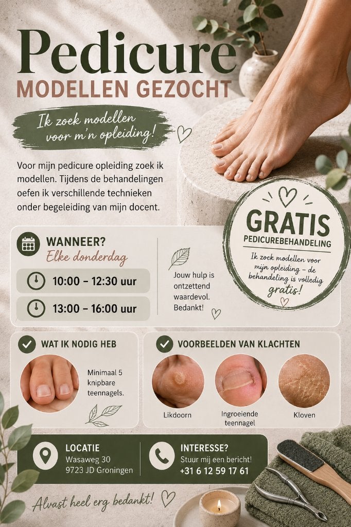 Pedicure modellen gezocht, Ophalen of Verzenden, Zo goed als nieuw, Overige typen