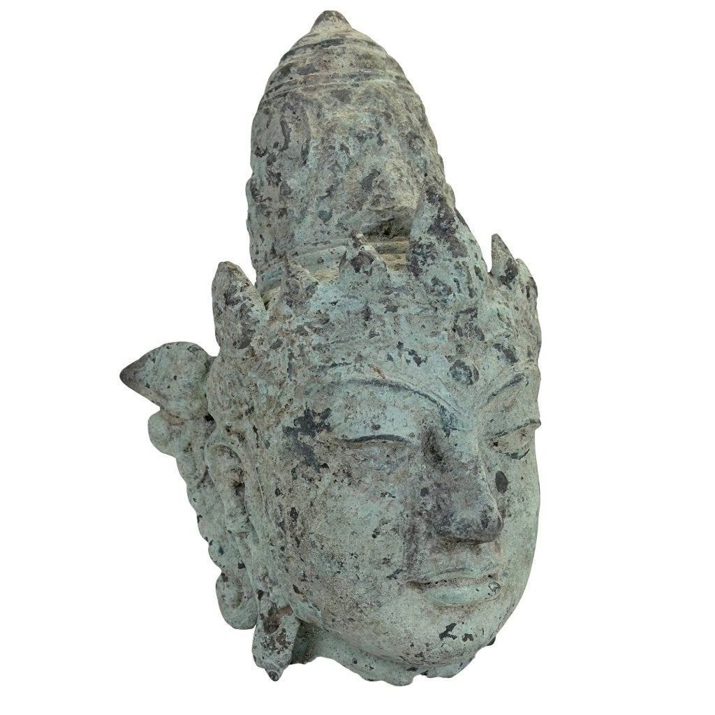 Vishnuhoofd – Javaans brons – Majapahit, Antiek en Kunst, Indonesië, Ophalen of Verzenden, Beeld, Brons